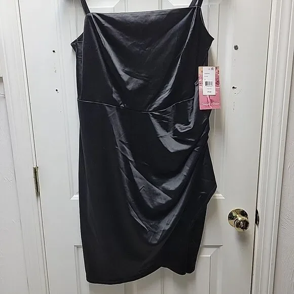 Emerald Sundae Gathered Trendy Little Black Dress Plus Size 20 NEW with Tag - Picture 5 of 14